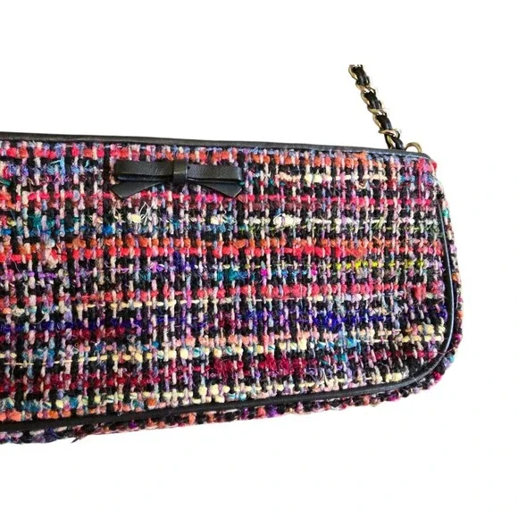 Talbots Tweed Purse Chain Shoulder Strap Bag Black Multicolor Small - Picture 7 of 8